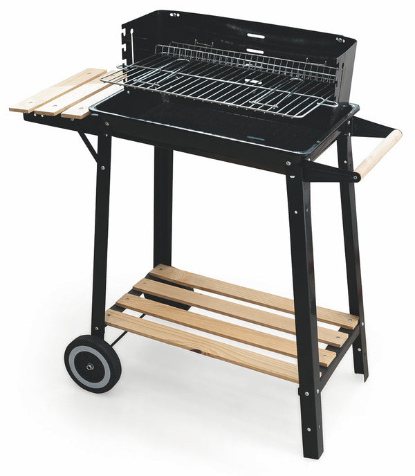 Rechteckiger Holzkohlegrill mit Rädern Soriani Sun-day Black sconto