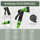 Tubo da Giardino Estensibile 15 m con Pistola Spray a 8 Funzioni Verde