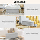 Panca Contenitore Fondo Letto 116x41x40,5 cm in Tessuto Teddy Grigio Chiaro   