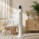 Ventilatore a Torre 31x31x111 cm Oscillante a 70° 4 Modalità 3 VelocitàTimer 24 Ore in PP e ABS Bianco      