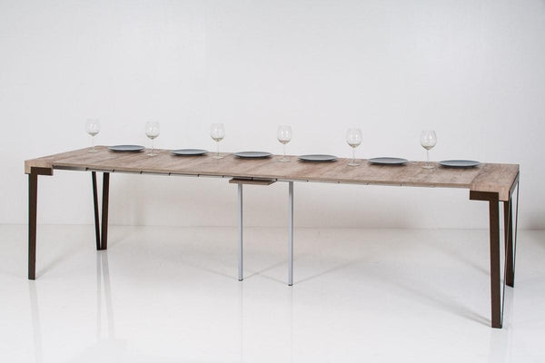 Ausziehbare Konsole aus Holz und Eisen H77x40x90 / 300cm Itamoby Rio White Ash Silver Classic prezzo