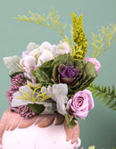 Set 2 Bouquet Artificiali con Protea e Cavolo H 31 cm