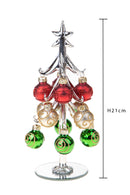 Set 2 Albererlli di Natale 21 cm con Ornamenti in Vetro 