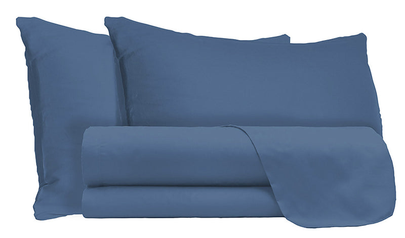 Set Lenzuola Matrimoniale Sopra Sotto e Federe Tinta Unita Avio