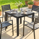 Tavolo da Giardino a Doghe Allungabile 80-160x80x75 cm per 4-6 Persone in Alluminio Nero      