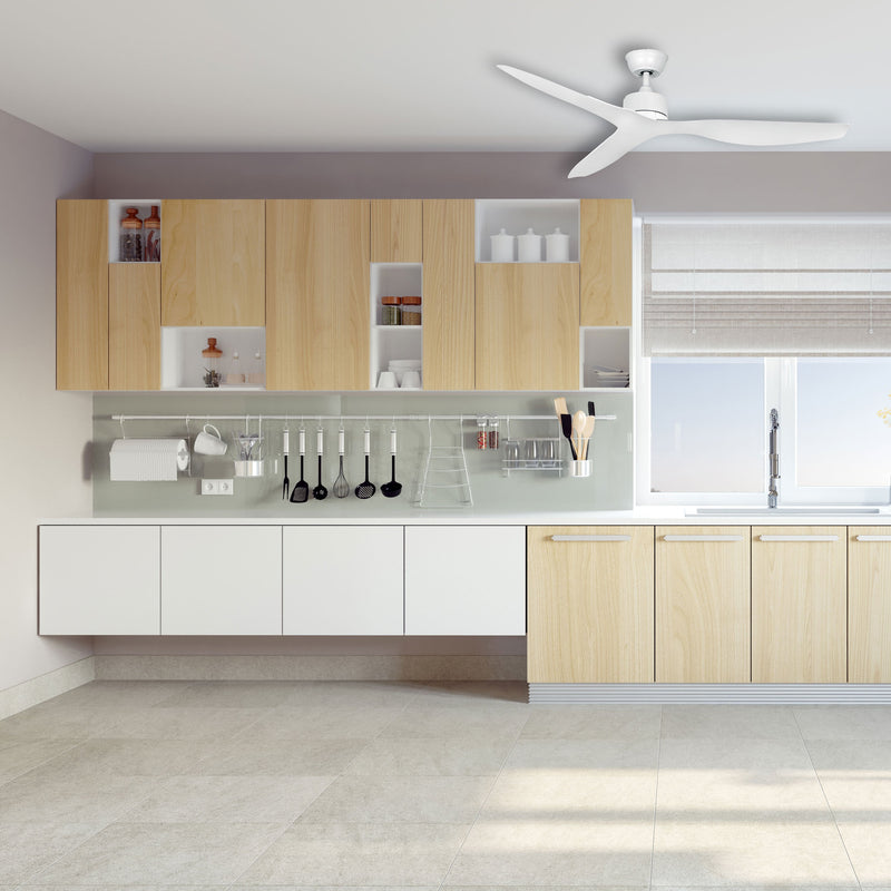 Ventilatore da Soffitto con 3 Pale in Abs Ø132 cm 6 Velocità Sulion Vadis Bianco