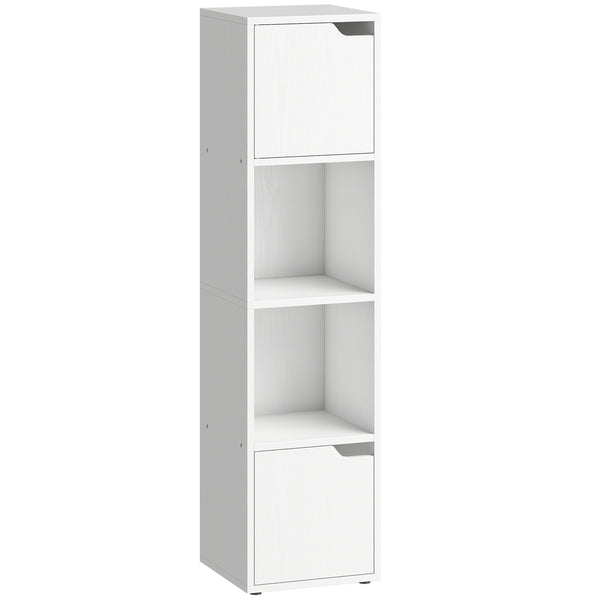 Libreria Moderna 30x29x119 cm con 2 Armadietti e Ante a 4 Ripiani in Legno Bianco prezzo
