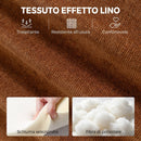 Poltrona da Salotto Girevole Imbottita 69x92x89 cm con Poggiapiedi in Tessuto Effetto Lino Marrone Scuro      
