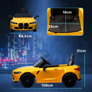 Macchina Elettrica per Bambini 108x69,5x51 cm Licenza BMW M4 con Telecomando Clacson e Fari Giallo      