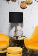 Lampada da Tavolo Glam Sticky Ø34x65 cm in Ferro Plastica e Poliestere Nero e Oro