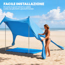 Tenda Spiaggia 2-4 Persone Tappetino Pala Protezione Solare UPF50+ Azzurro      