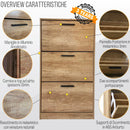 Scarpiera Salvaspazio 3 Ante a Ribalta 60x24x120h cm in Melaminico Venato a Rilievo Rovere