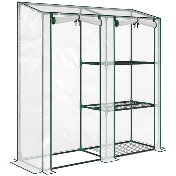 prezzo Serra Verticale a 2 Sezioni con 3 Ripiani 143x45x151 cm in Plastica e Acciaio Verde Scuro e Trasparente
