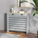 Copritermosifone a Doghe Copricalorifero a Griglia con 2 Cassetti 111x19x95,5 cm in MDF Grigio      