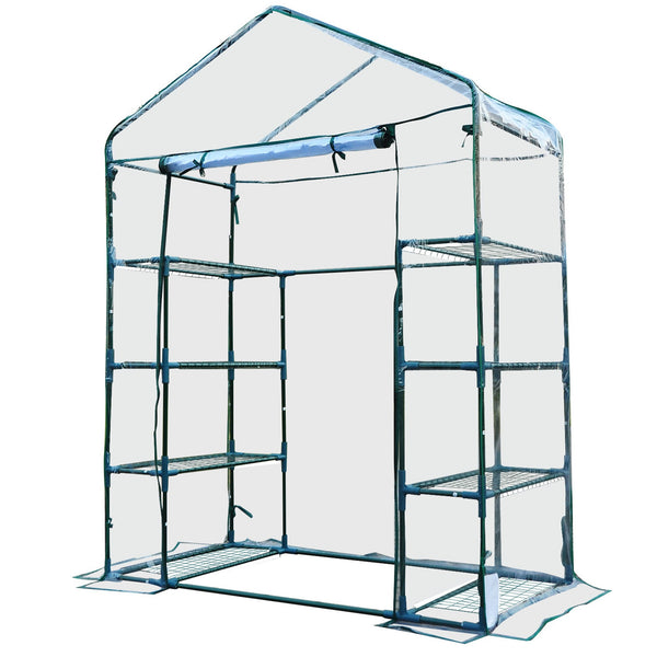 acquista Gartengewächshaus mit Rolltor 143 x 73 x 195 cm aus Stahl und grünem PVC
