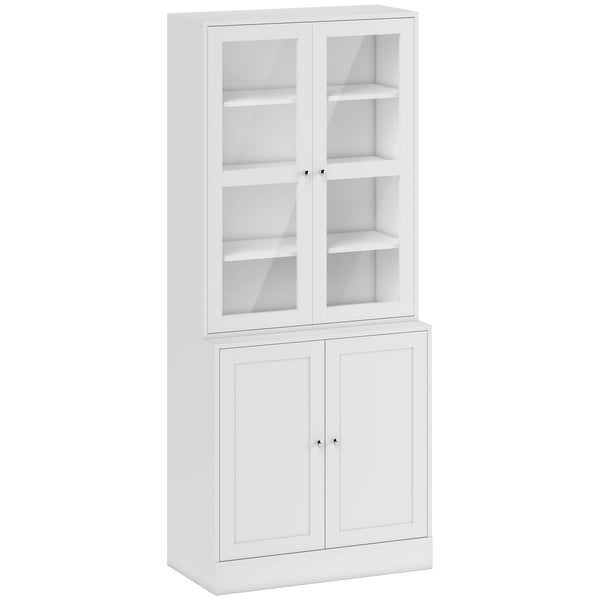 Mobile Libreria Chiusa 76x40x178,5 cm con Vetrina e Armadietto Inferiore in MDF Bianco prezzo