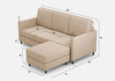 Divano 3 Posti con Pouf 198x155x85 cm Karay in Tessuto Beige