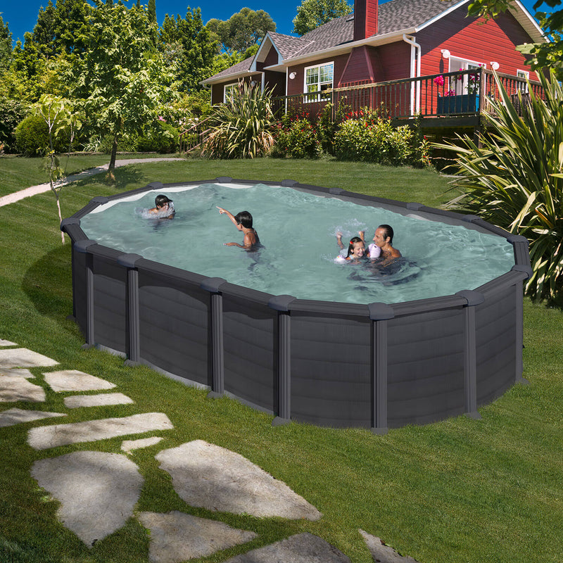 Piscina Ovale Fuori Terra 610x375xh132 cm in Acciaio e PVC Gre Capri