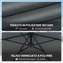 Ombrellone a Sbalzo 302x295x242 cm con Base a Croce in Metallo e Poliestere Grigio Scuro      