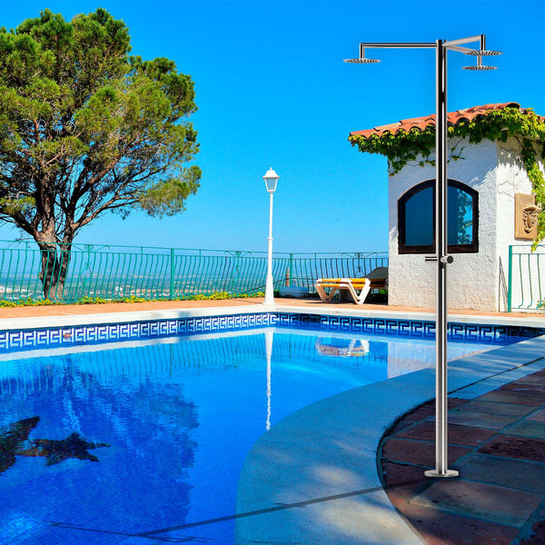 sconto Doccia da Giardino ad Acqua Fredda in Acciaio Inox con 3 Soffioni Sined Cerbero