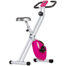 Cyclette Pieghevole Magnetica a 8 Livelli 97x43x110 cm con Display LCD Rotelle e Sellino Regolabile in Acciaio Rosa e Bianco      