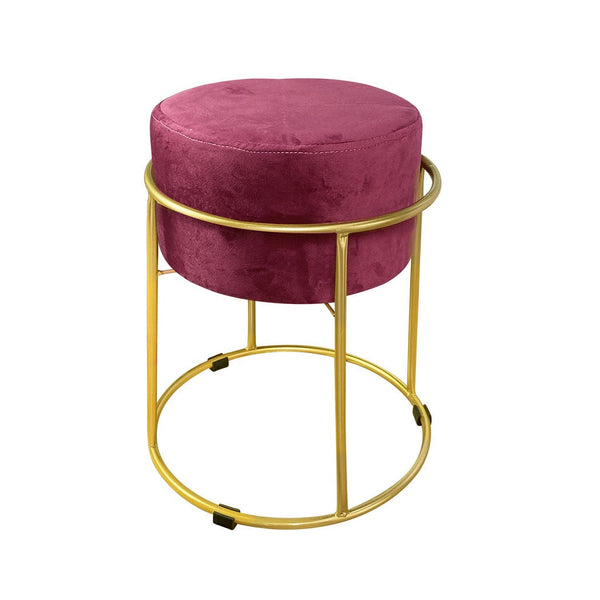 acquista Sitzkissen aus bordeauxfarbenem Samt 44x38 cm mit goldener Metallstruktur