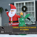 Babbo Natale Gonfiabile con Albero H150 cm Luminoso con LED Rosso