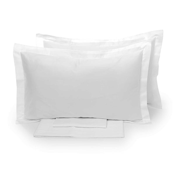 online Set aus Doppellaken oben und unten und einfarbigen weißen Garrini Clarice-Kissenbezügen