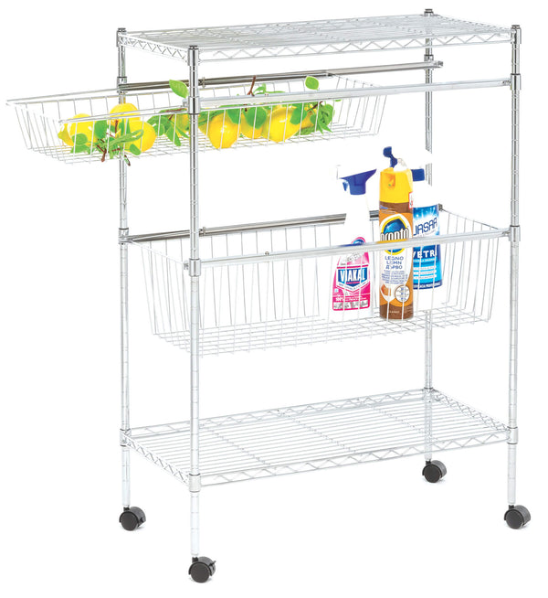 Küchenwagen aus Metall 30 x 60 x 80 cm 2 Ablagen 2 Körbe Fumer Galaxy Chrom prezzo