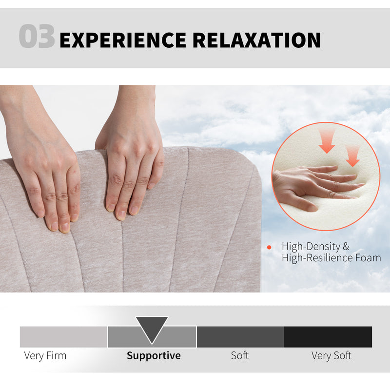 Sedia da Ufficio Regolabile 62x67x83-93 cm Inclinabile e Girevole in Tessuto Chenille e Acciaio Beige      