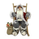 Pupazzo Babbo Natale in Tessuto su sedia grigio rosso cm 23x22,5xh30