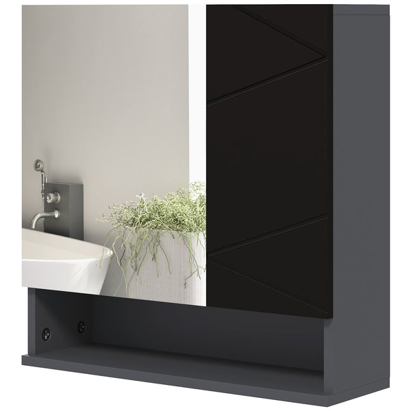 Specchio Armadietto da Bagno Pensile 2 Ante 55x17x55 cm in Legno Nero acquista