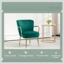 Poltrona Stile Retrò Braccioli e Gambe Dorate in Velluto Verde  