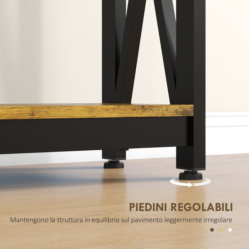 Consolle da Ingresso Stile Industriale con Prese di Corrente 100x24x75 cm Legno e Acciaio 