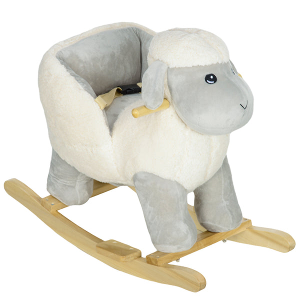 Cavallo a Dondolo per Bambini in Legno e Peluche Pecorella Grigio online