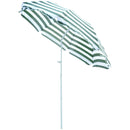 Ombrellone da Giardino Ø180x200H cm Spiaggia Inclinabile in Metallo Verde e Bianco