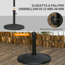 Base per Ombrellone Ø46 cm da 14kg per Pali da Ø3,8 e Ø4,8 cm in Metallo e Cemento Nero   