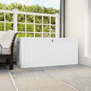 Baule da Esterno 140x68x68 cm Capacità 140L in PE Impermeabile e Scanalato Bianco  