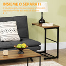 Set 2 Tavolini Caffè Annidati in MDF e Acciaio Nero e Noce