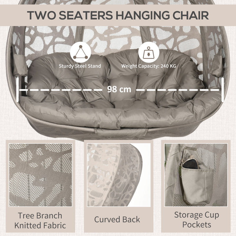 Amaca Dondolina 2 Posti da Giardino 130x103x172 cm in Acciaio e Poliestere Sabbia