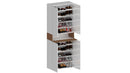 Armadio Scarpiera 4 Ante e 1 Ripiano a Ribalta 76x35x200 cm Savona 4A 1R Bianco Opaco/Rovere Wotan  