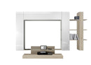 Parete Attrezzata Mobili Soggiorno 2 Pensili 1 Mobile TV 1 Libreria in Melaminico 259x40x175cm TFT Nico Bianco Rovere