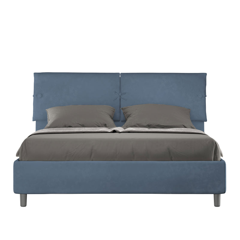 Letto Matrimoniale con Alzata Comoda Imbottito in Microfibra Sleeper Blu Varie Misure
