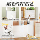 Cancellino per Cani Regolabile per Cani Piccoli Estensibile e Retrattile 0-140x86,5 cm Bianco   