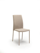 Set 4 Sedie Leda 42x52x96 cm in Tessuto Easy-Clean Gambe Rivestite in Tinta Beige      