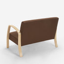 Divano 2 Posti 112x70x80 cm in Legno e Tessuto Marrone