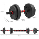 Set 2 Manubri Antiscivolo con 8 Dischi Pesi da 15 kg Totali con Connettore in Acciaio HDPE e Sabbia Nero      