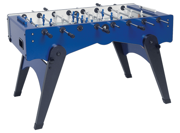 online Fußballtisch in Blue MDF mit Reentrant Auctions und Garlando Foldy Folding Legs