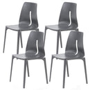 Set 4 Sedie Impilabili 85x50x51 cm in Polipropilene e Fibra di Vetro Lisbona Grigio
