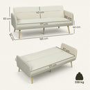 Divano Letto 3 Posti 185x84x83 cm con Schienale Reclinabile e Rivestimento Effetto Velluto Beige      